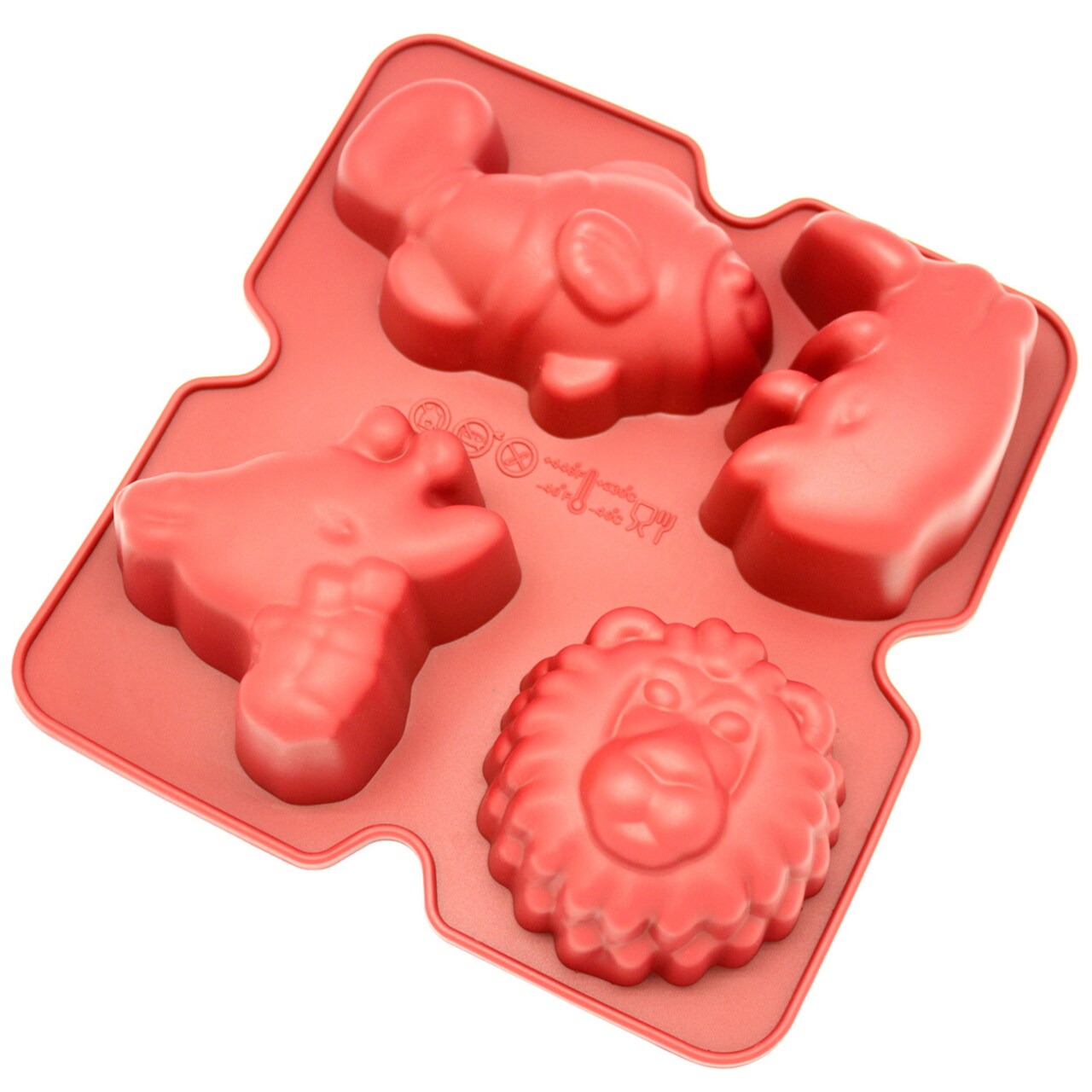 Freshware Silicone Mold Soap Mold for Pudding Muffin Cupcake Cheesecake and Soap Lion Giraffe Rhino and Fish 4-Cavity